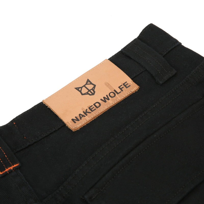 Naked Wolfe Baggy Pocket Cargo Logo Muške Hlače Crne | XFE8216FI