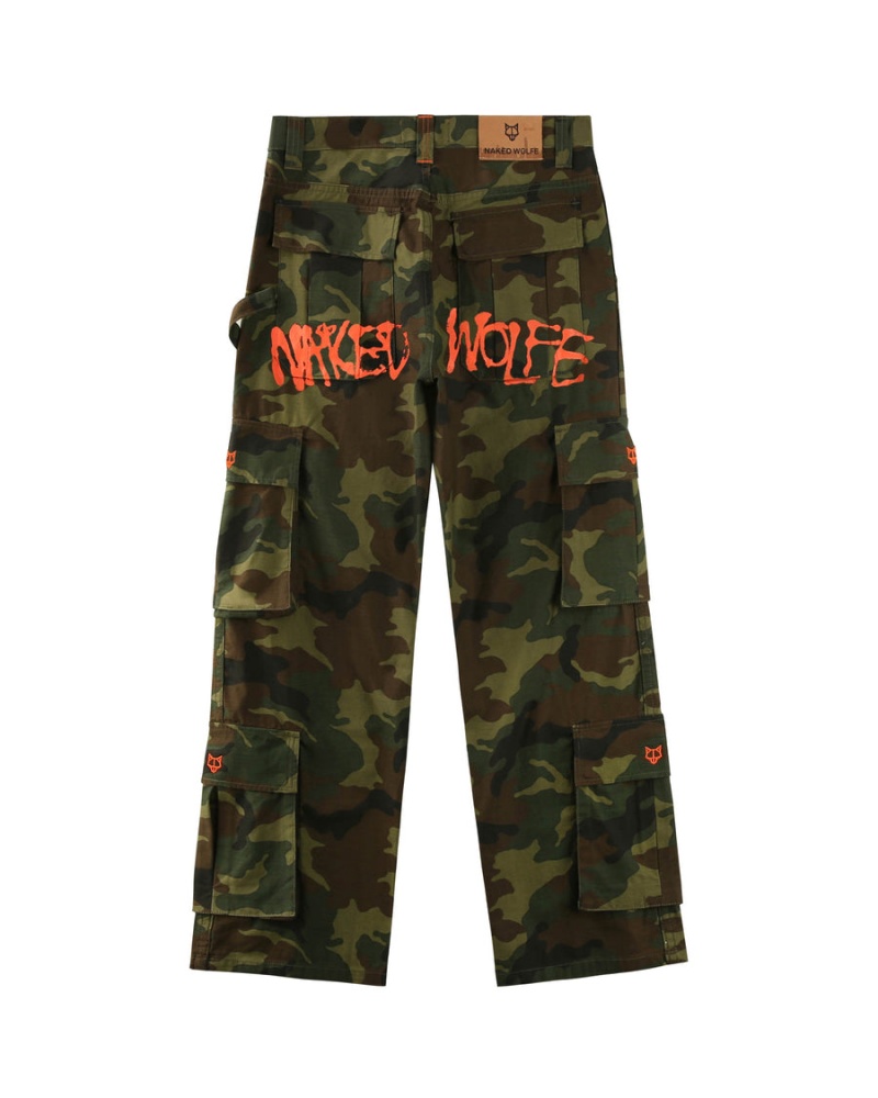 Naked Wolfe Baggy Pocket Cargo Logo Muške Hlače Zelene Crne | KRP2012XM