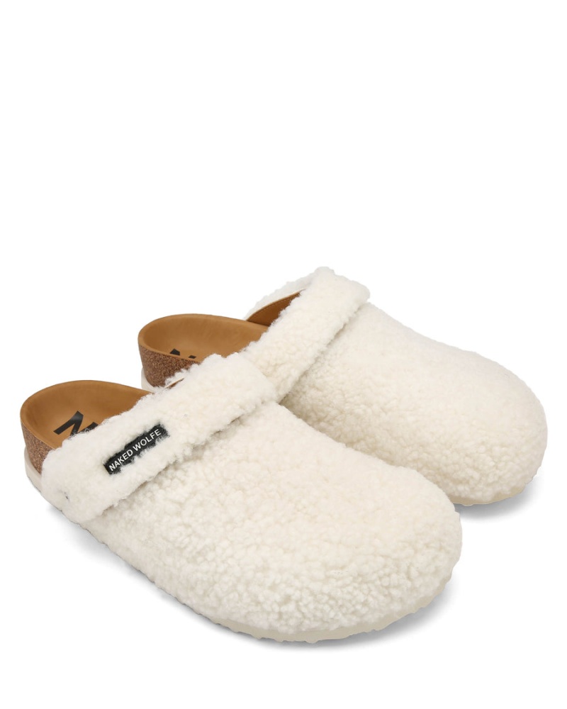 Naked Wolfe Malta Shearling Muške Papuce Bijele Kaki Boja | VLY6638BD