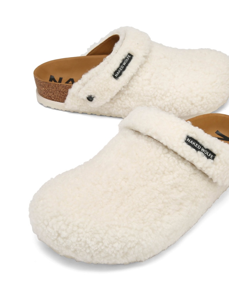 Naked Wolfe Malta Shearling Muške Papuce Bijele Kaki Boja | VLY6638BD