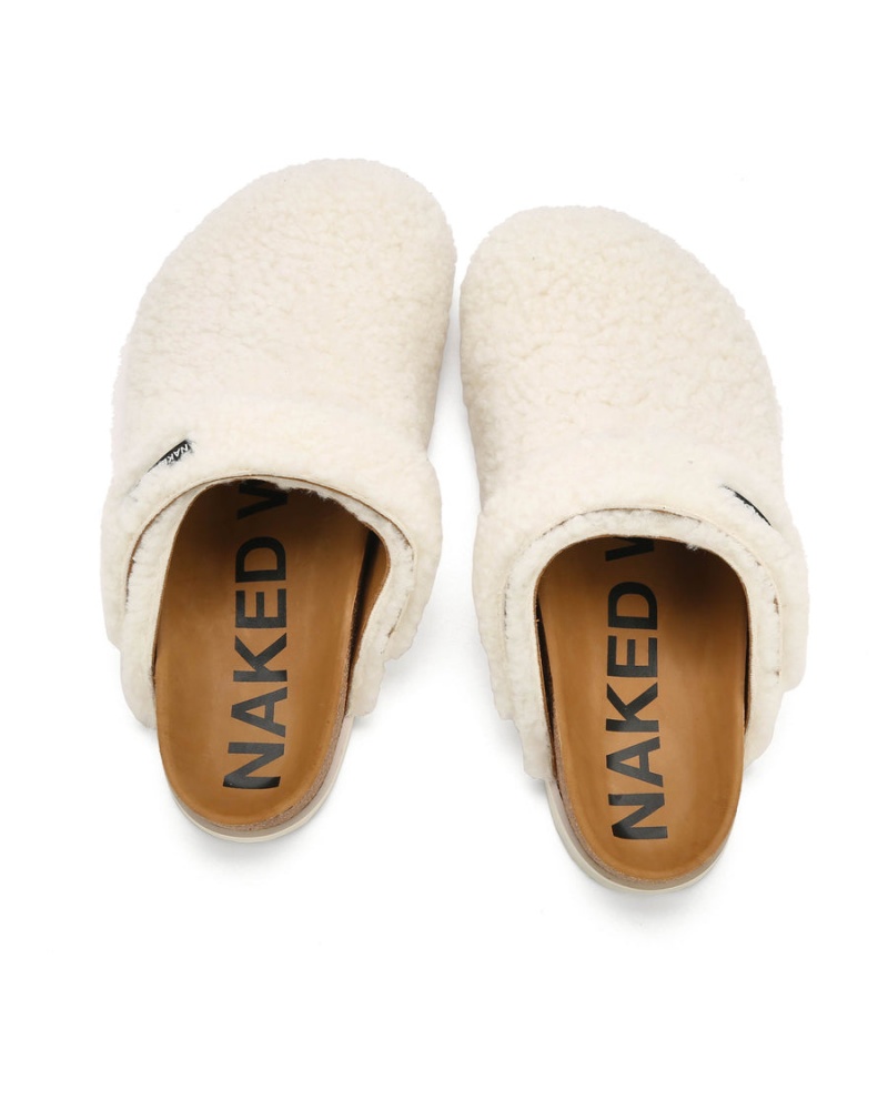 Naked Wolfe Malta Shearling Muške Papuce Bijele Kaki Boja | VLY6638BD