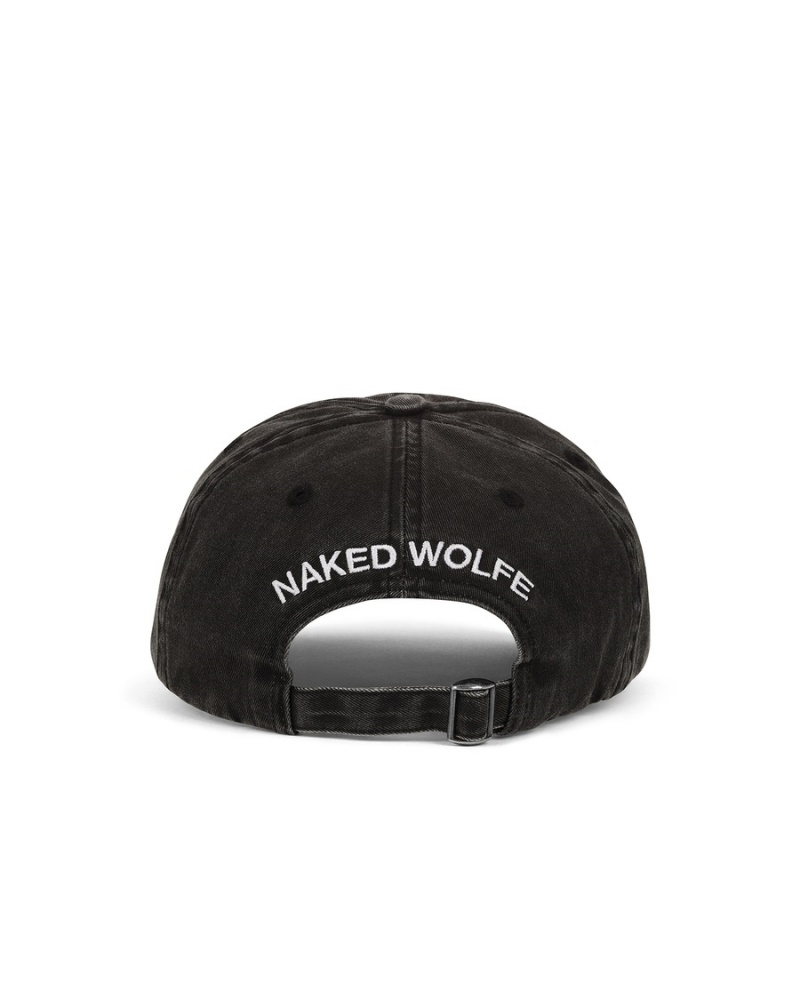 Naked Wolfe Washed Baseball Muške Kape Crne | BHX1115GH